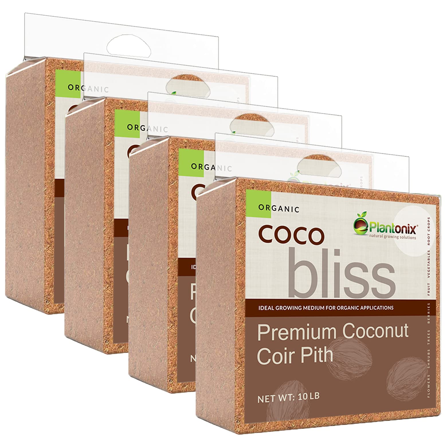 Coco Bliss (10lbs) - Organic Coco Coir for Plants - OMRI-Listed Coco Coir Brick for Garden Soil & Potting Mixes - Coconut Fiber Substrate Mixes with Potting Soil for Indoor Plants & Outdoor Plants