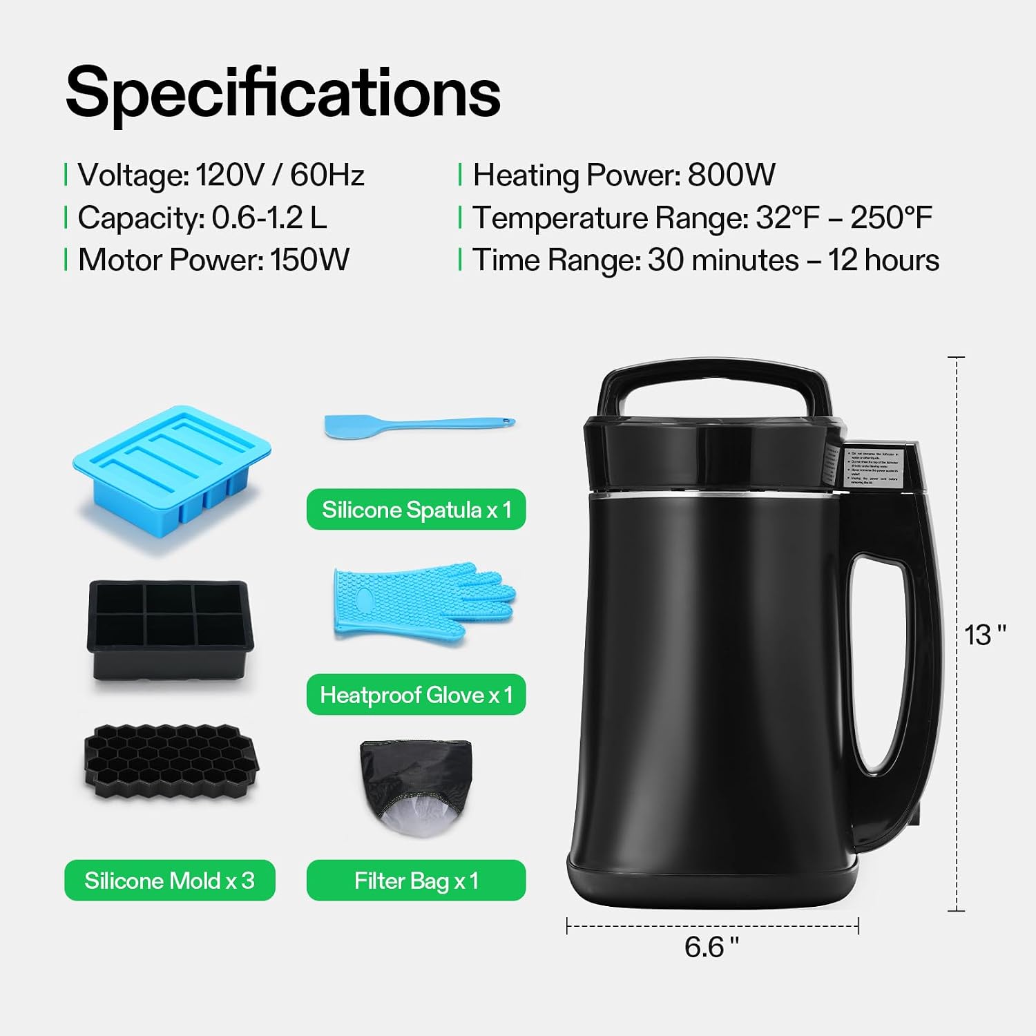 VIVOSUN Herbal Decarboxylation and Infusion Machine | Botanical Extractor and Infuser for Making Butter, Oil, and Tinctures, Includes Recipes and Complete Accessories