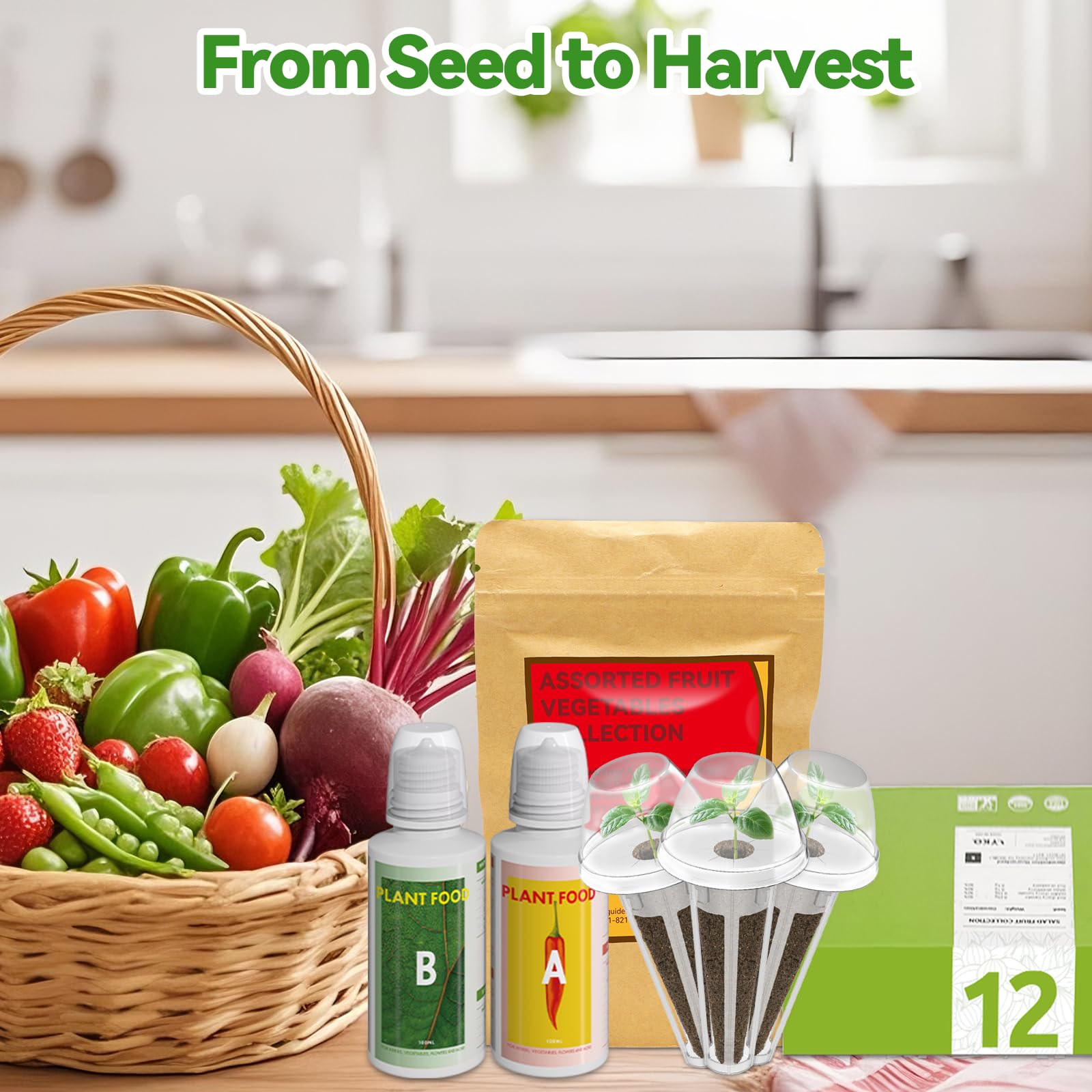 inbloom 12-Pod Pepper Seed Pod Kit for AeroGarden, iDOO, Ahopegarden Hydroponic Growing System, Include Cucumber, Red&Golden Tomato, Red Chili Pepper, Green&Yellow Pepper, Purple Pepper, 400+ Seeds