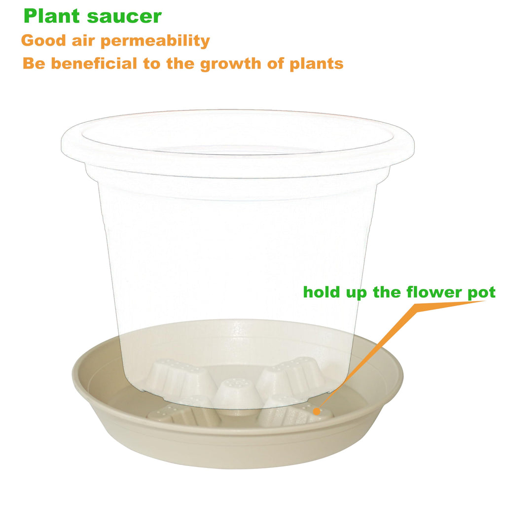 4 Pack Plant Saucer 8 inch, 10 12 14 17 inch, Plant Stand Plastic Plant Saucers for Indoors Outdoor, Heavy Duty Flower Planter Drip Trays for Pots, Pot Saucers for Plants, Grow Bags Saucers