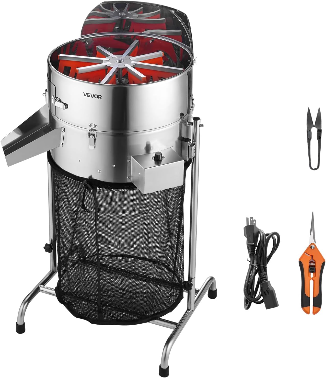 VEVOR Electric Bud Leaf Trimmer, 18 in Tiltable Bud Trimmer with Sharp Stainless Steel Blades, Adjustable Speed, Hydroponic Cutting Machine with Collection Bag Hand Pruner & Scissors, for Leaves Buds