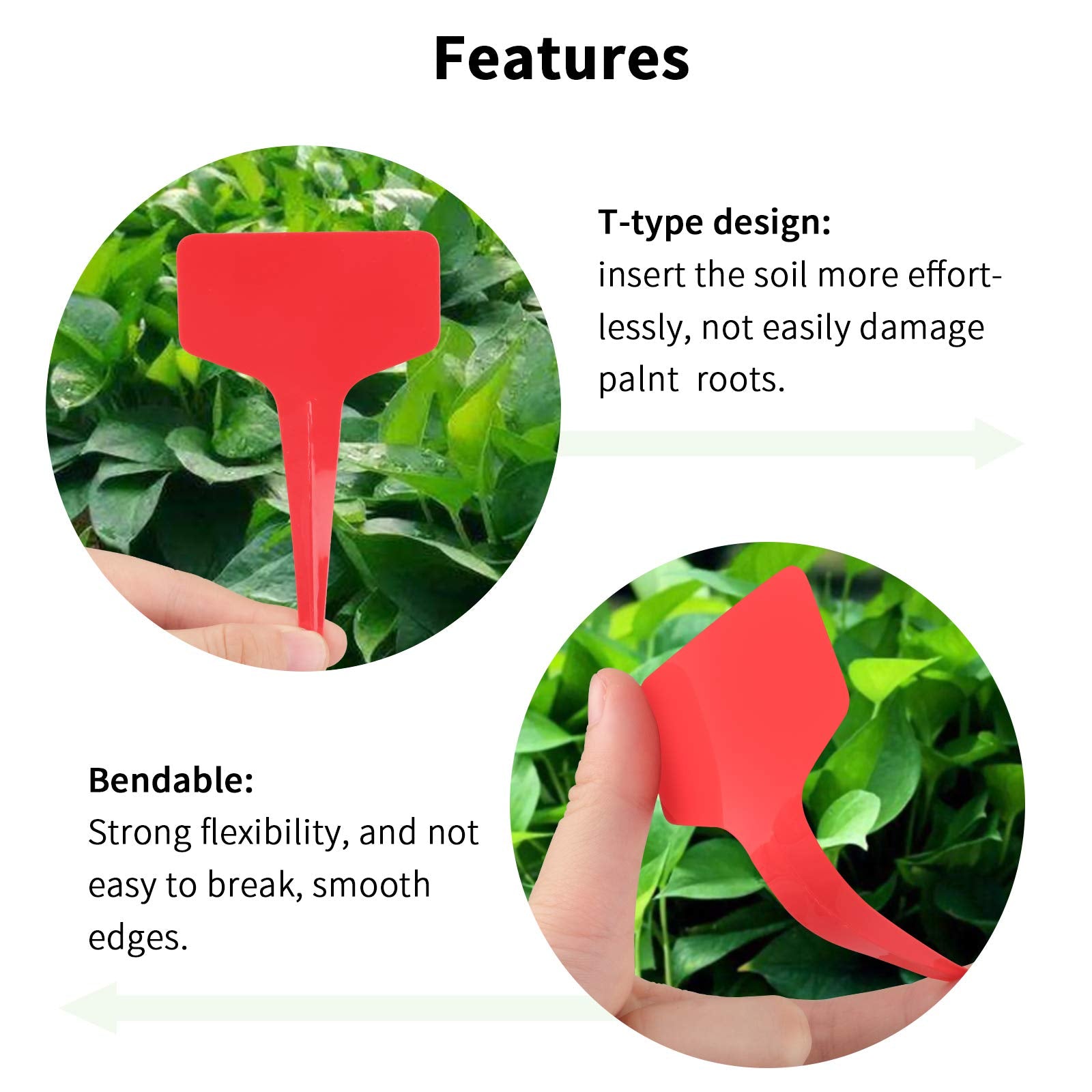 KINGLAKE 100 Pcs 6 x10cm Plastic Plant T-Type Tags Nursery Garden Labels