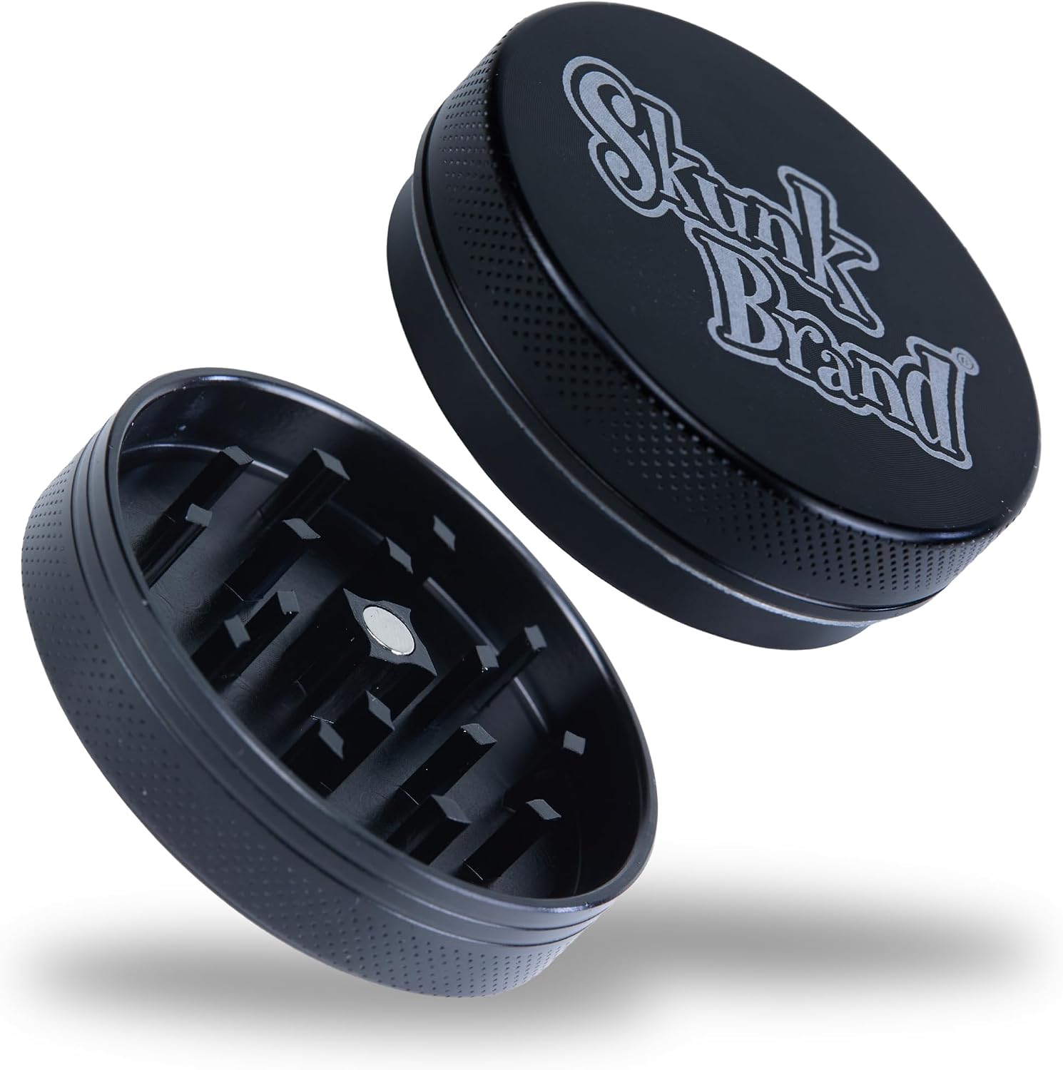 Skunk Herb and Spice Mill Grinder 55mm (2 inches) – 2-Piece Aluminum Kitchen Grinder with Magnetic Lid and Travel Storage Pouch