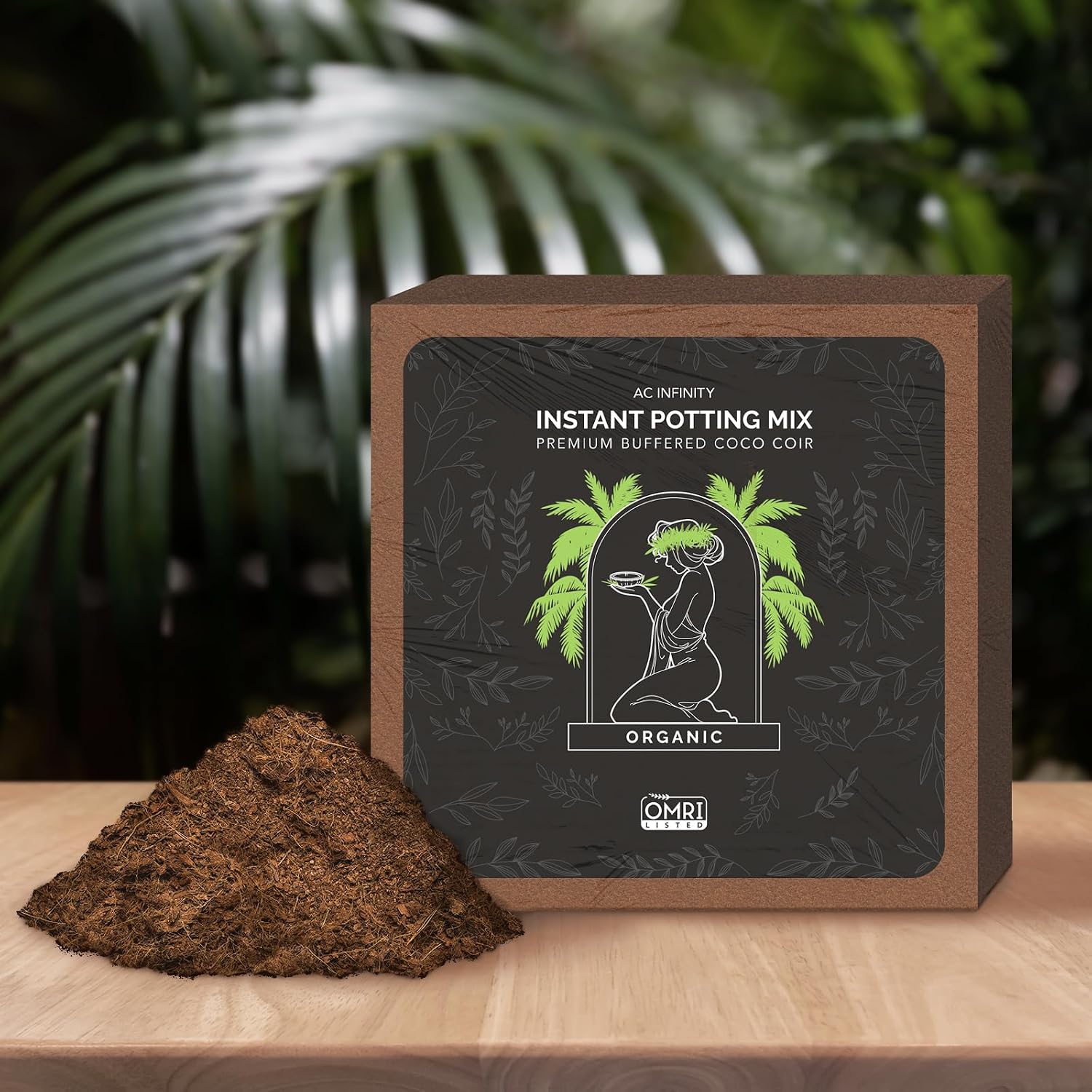 AC Infinity Instant Potting Mix, 2 lb. Premium Buffered Coco Coir Brick | Coconut Compost as Potting Soil Omri Listed, Low EC and pH Balance for Hydroponics Plant Growing and Propagation