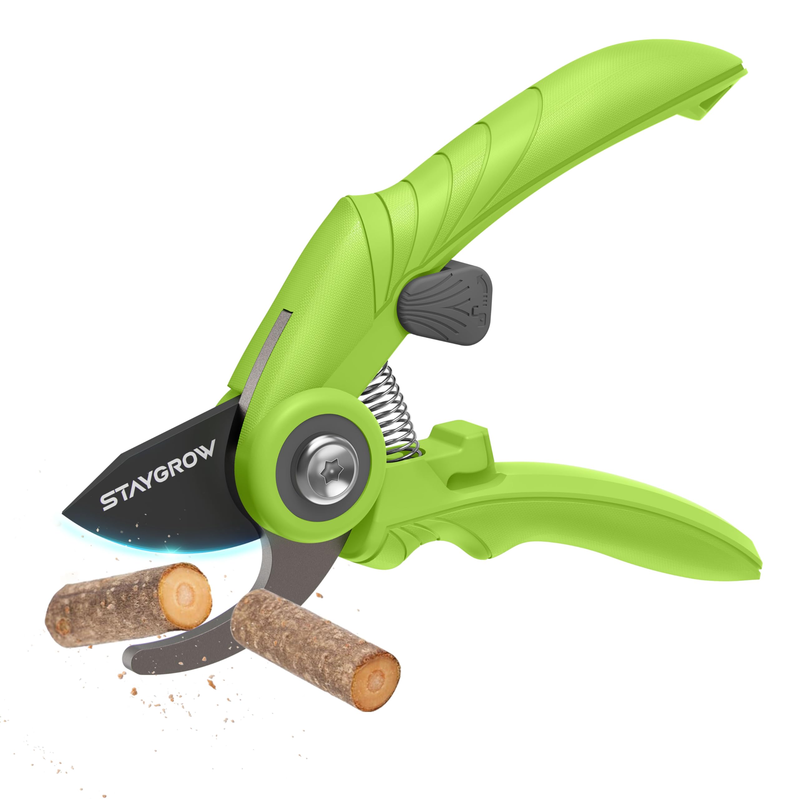 2pcs 6.5" Pruning Shears for Gardening Ultra Sharp Garden Scissors | Plant Snips for Precise Cuts, Stainless Steel Bonsai Clippers with Spring Loaded, Garden Shears (1pc Straight & 1pc Curved)