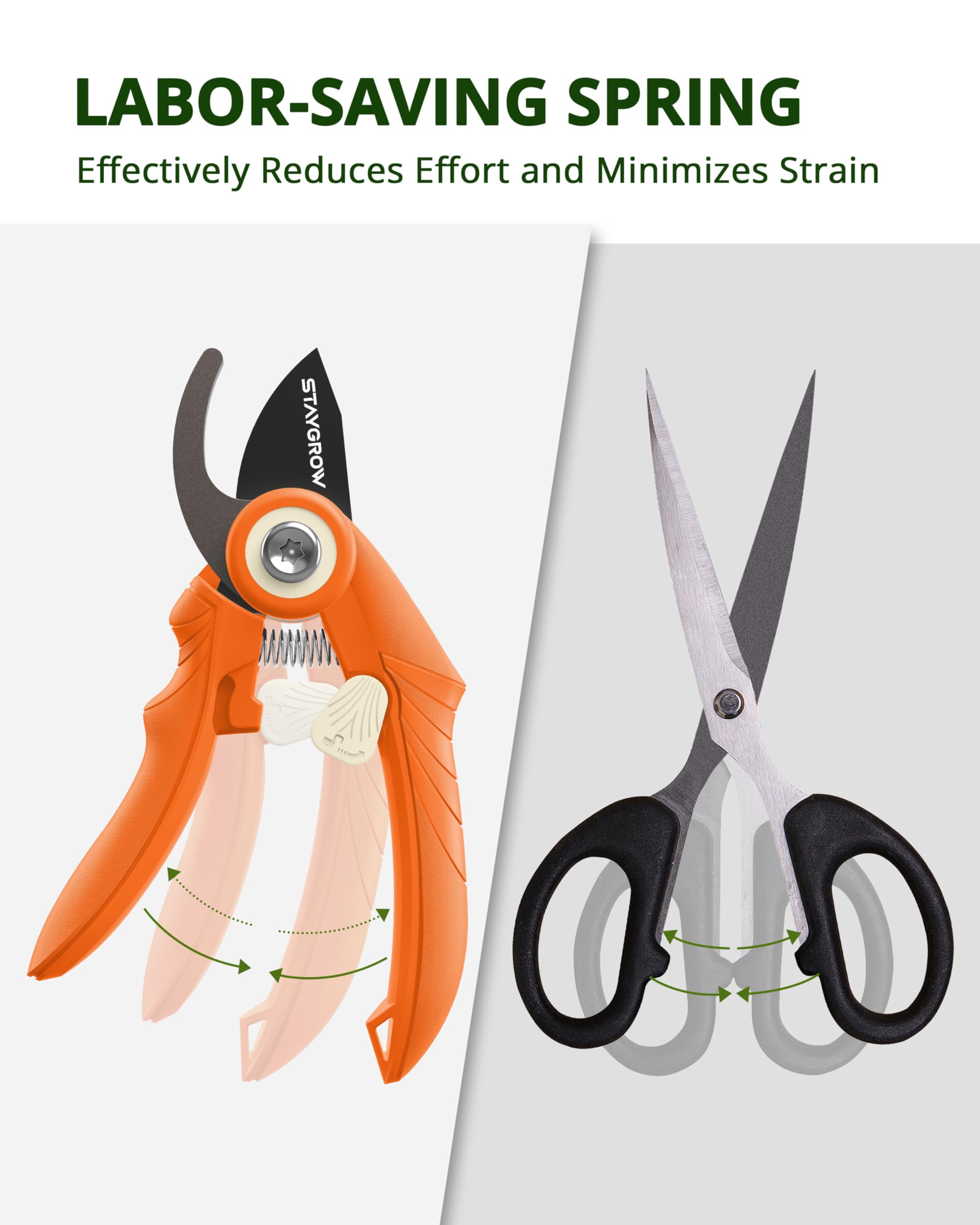 2pcs 6.5" Pruning Shears for Gardening Ultra Sharp Garden Scissors | Plant Snips for Precise Cuts, Stainless Steel Bonsai Clippers with Spring Loaded, Garden Shears (1pc Straight & 1pc Curved)