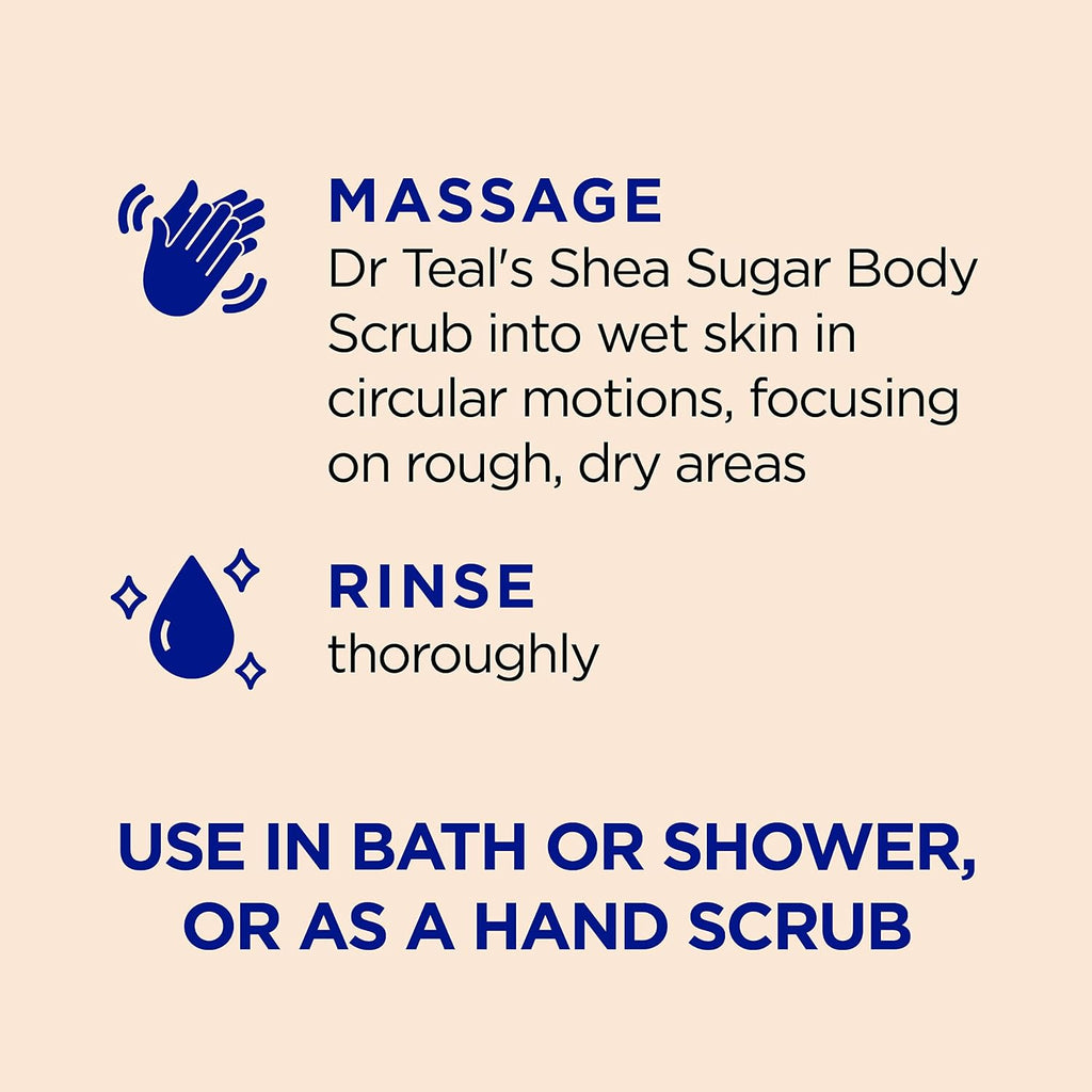 Dr Teal's Shea Sugar Body Scrub, Cannabis Sativa Hemp Seed Oil with Essential Oils, 19 oz (Pack of 3)