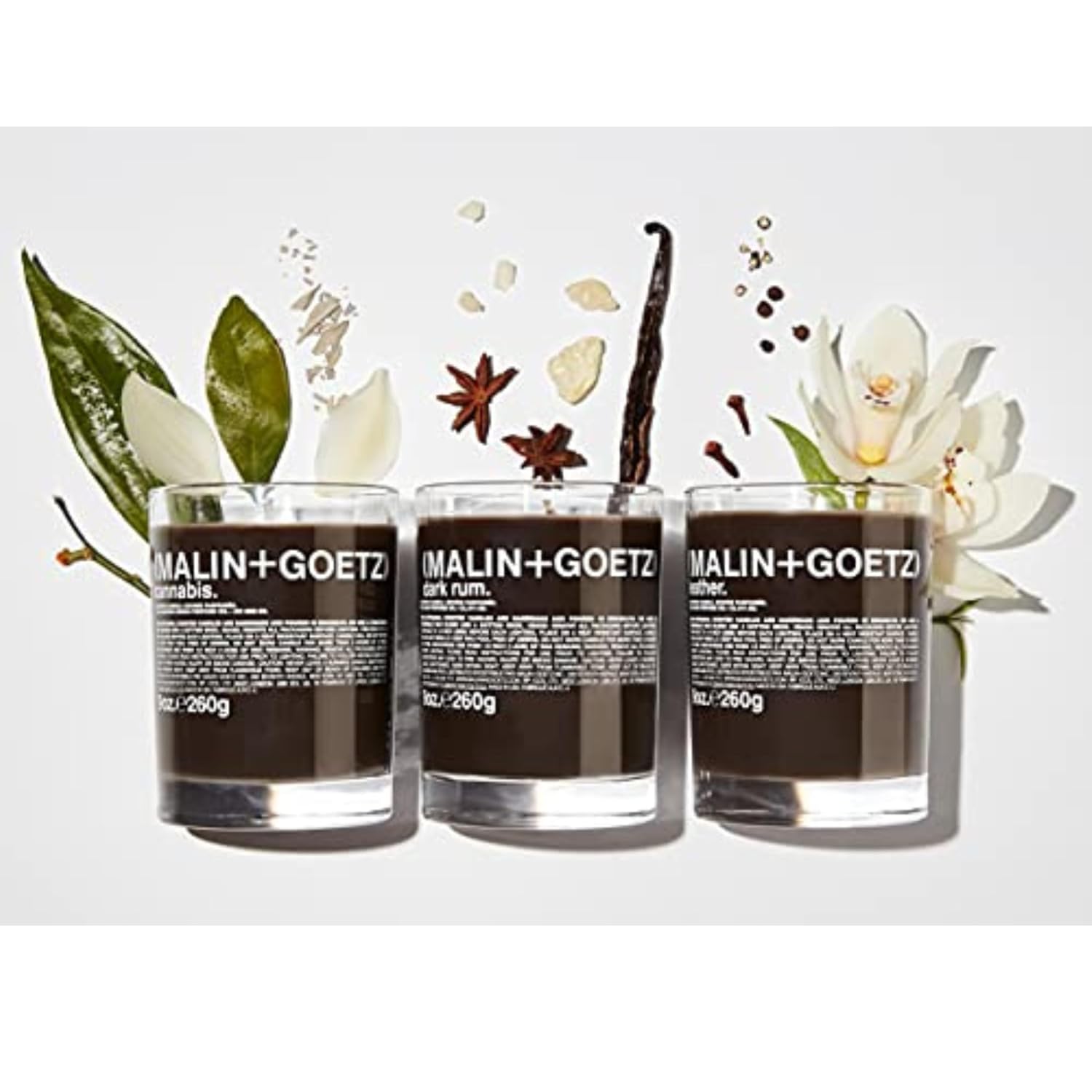 MALIN+GOETZ 9oz Scented Candle | Hand-Poured Soy Wax with Unique Fragrance Blends | Clean-Burning, Vegan & Cruelty-Free | Bergamot, Sage, Otto, Tomato, Strawberry, Cannabis, Dark Rum & Leather