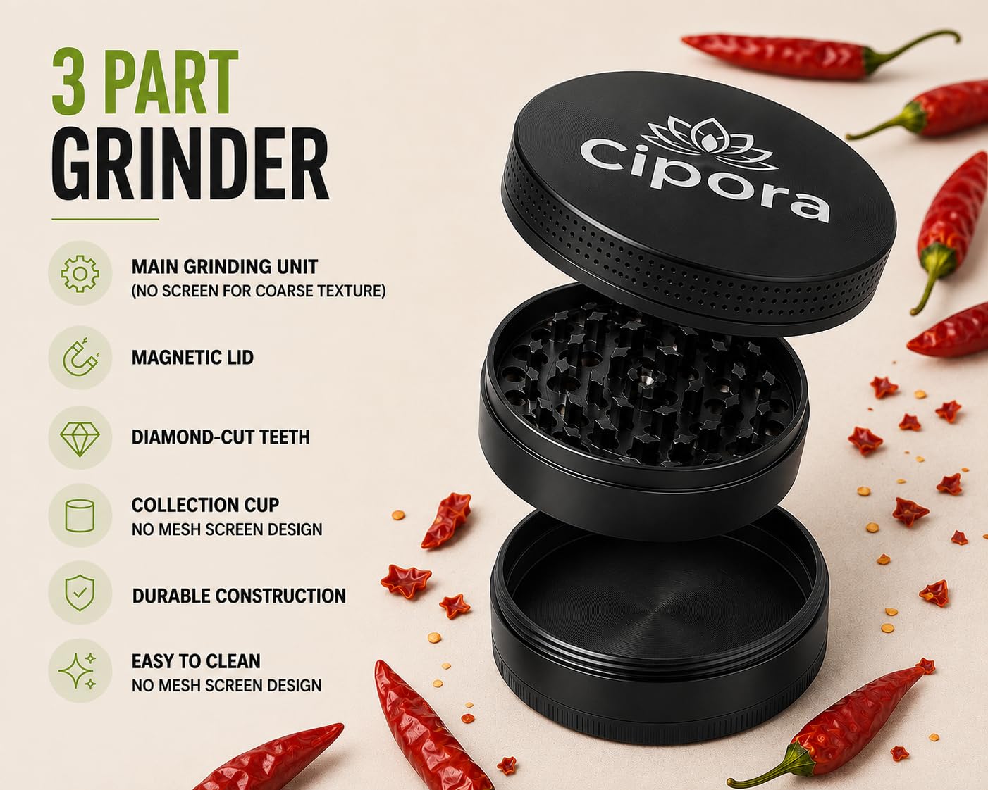 2.5" Manual Grinder (Silver)