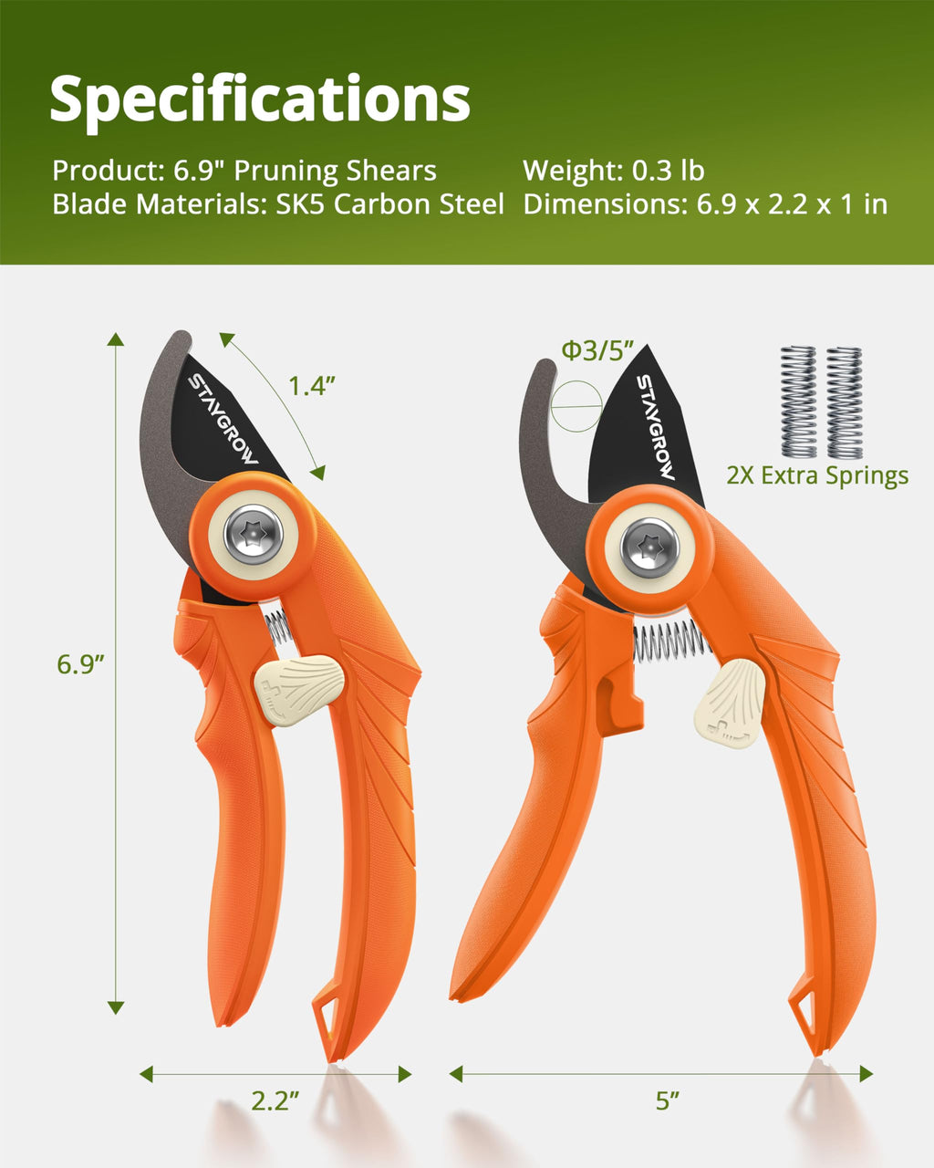 2pcs 6.5" Pruning Shears for Gardening Ultra Sharp Garden Scissors | Plant Snips for Precise Cuts, Stainless Steel Bonsai Clippers with Spring Loaded, Garden Shears (1pc Straight & 1pc Curved)