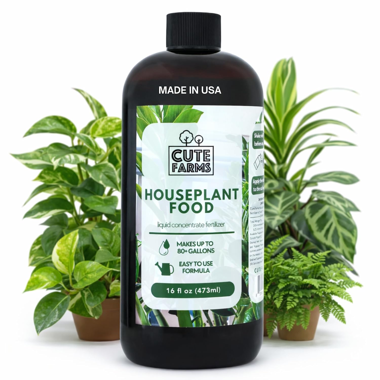 Houseplant Food 16oz Concentrated Fertilizer for Pothos, Monstera and More - All Purpose Indoor Plant Food - Makes up to 80+ Gallons - Cute Farms
