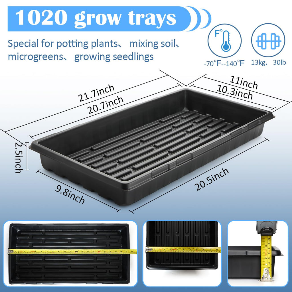 BTPLASTIK 10 Pack 7.3" High Humidity Domes for 1020 Seed Trays – Thicker Platic Clear Humidity Dome with Adjustable Vents, BPA-Free, Fits Standard 10"x20" Trays for Germination, Propagation, Cloning