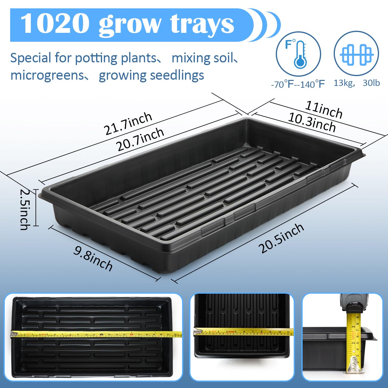 BTPLASTIK 10 Pack 7.3" High Humidity Domes for 1020 Seed Trays – Thicker Platic Clear Humidity Dome with Adjustable Vents, BPA-Free, Fits Standard 10"x20" Trays for Germination, Propagation, Cloning
