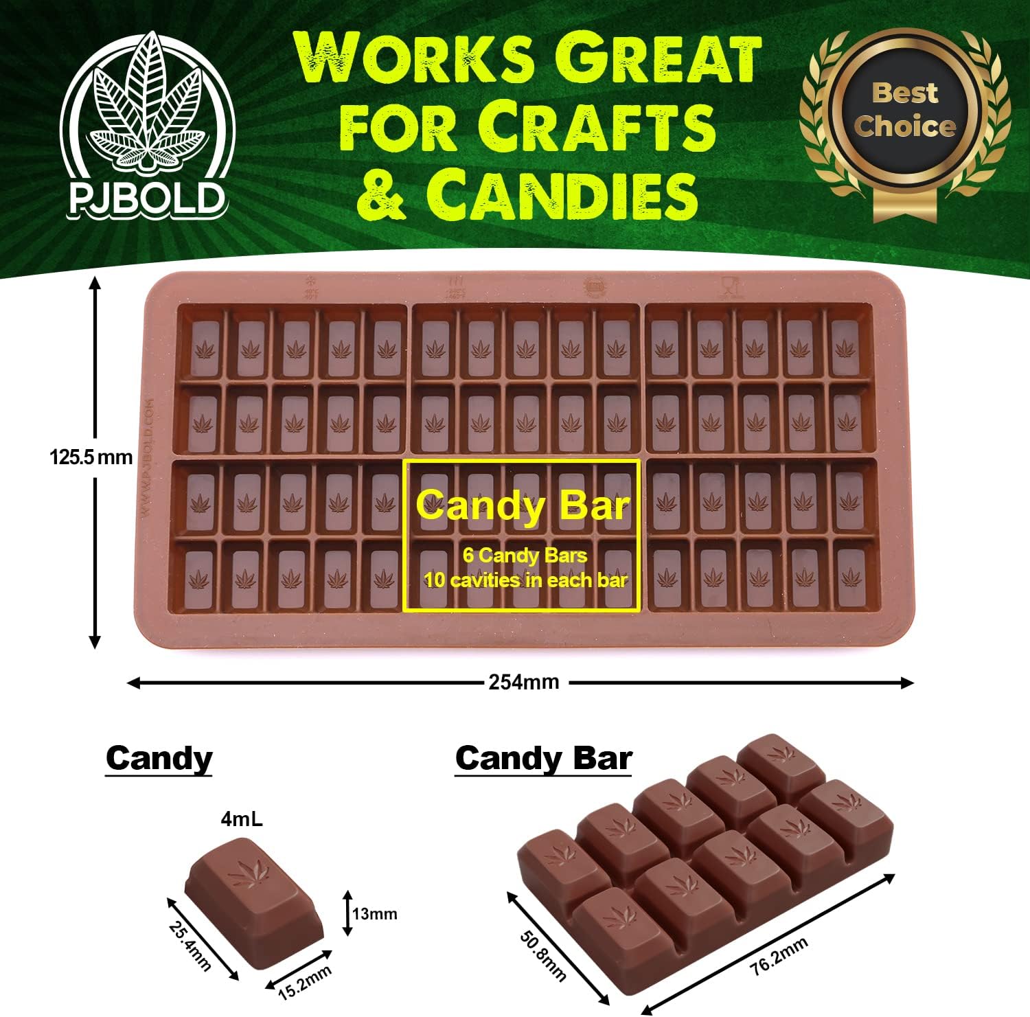 Small Leaf Chocolate Bar Silicone Candy Mold Trays, 2 Pack
