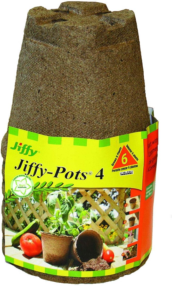 Jiffy-PotsOrganic Seed Starting 4" Biodegradable Peat Pots, 6 Pack