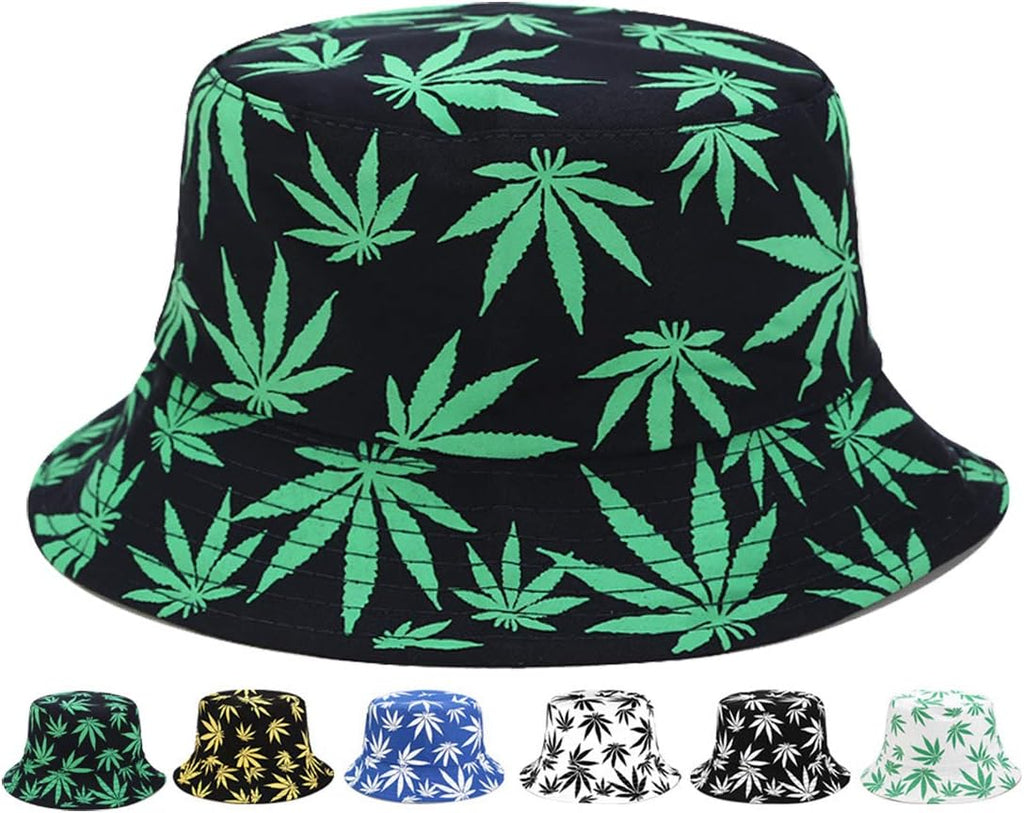 INOGIH Reversible Bucket-Hat Marijuana-Cannabis Weed Foldble Fisherman Hat