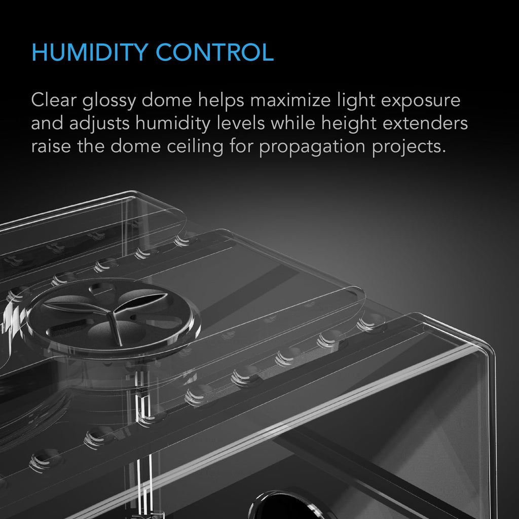 AC Infinity Heavy-Duty Humidity Dome 5x8 Germination Kit | Full Spectrum LED Grow Light Bars w/Samsung LM301H EVO LEDs, Heat Mat, 3mm Dome, Trays, Vented Panels, for Seed Starting