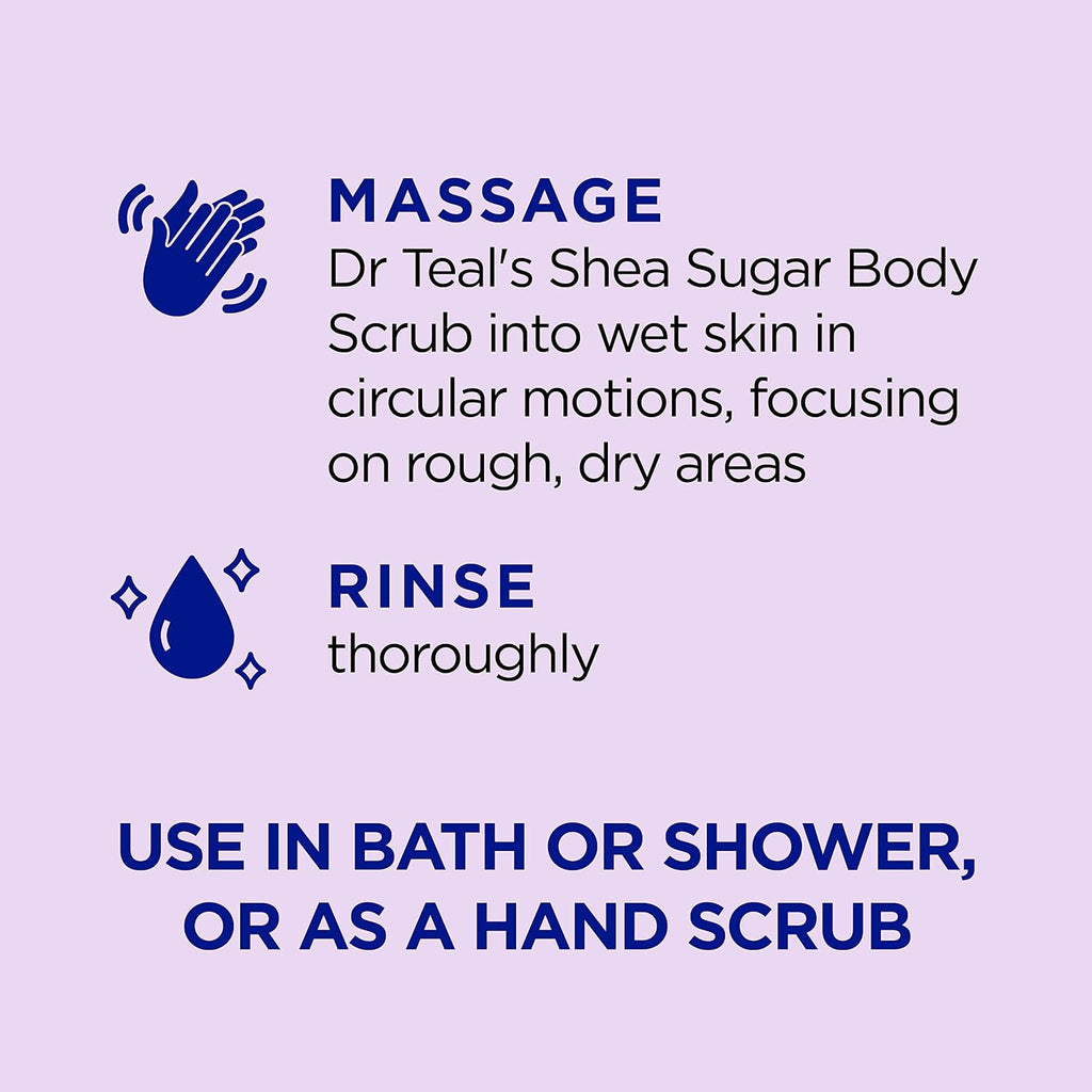Dr Teal's Shea Sugar Body Scrub, Cannabis Sativa Hemp Seed Oil with Essential Oils, 19 oz (Pack of 3)