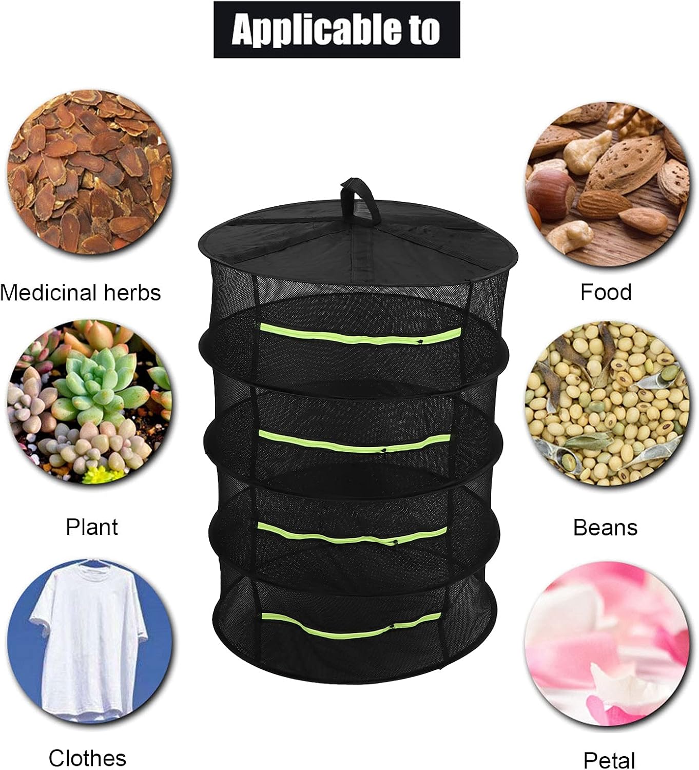 4 Layer Herbs Drying Rack, Polyester Good Airtightness Foldable Drying Rack, Hanging Multi‑Purpose Drying Tent with Zippers, for Courtyards, Ceilings, Growing