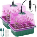Seed Starter Tray,Plant Propagation Station with Grow Light,2 Pcs | Seedling Starter Kit with Timing Controller,Mini Greenhouse with Humidity Domes and Base,Plant Tray for Seed Growing Starting