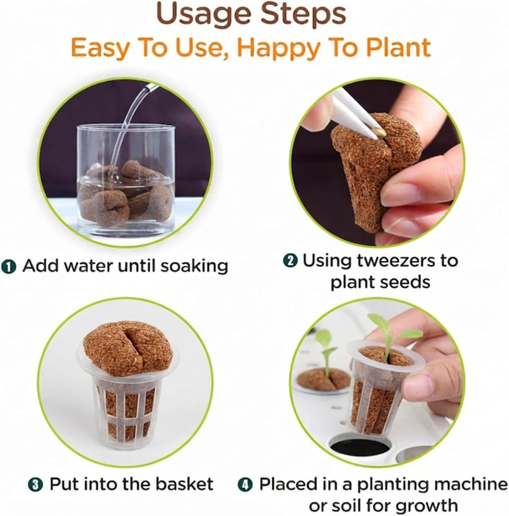 150PCS Seed Starter Plugs, Expandable Grow Sponges Compatible with 105 & 128 Cell Nursery Trays, Breathable Grow Media for Seed Starting, Hydroponics, Indoor Gardening & Plant Propagation