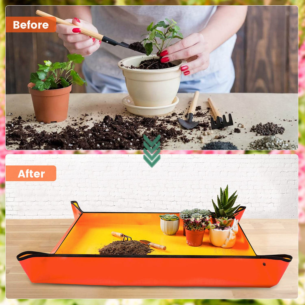 Repotting Mat for Indoor Plant Transplanting Control Mess, 26.8"X26.8" Waterproof Succulent Potting Mat Square Planting Tray Soil Change Mat Gardening Gifts for Plant Lovers