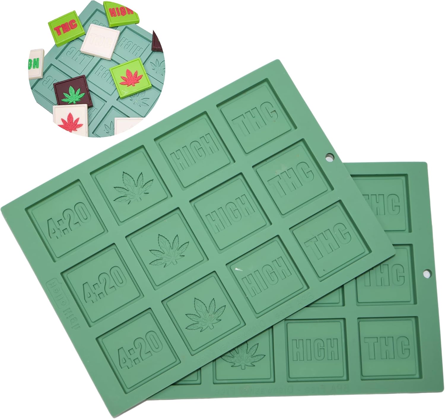 HELLO HIGH 420 Leaf Silicone Gummy & Candy Mold, 2-Pack, 24 Cavities