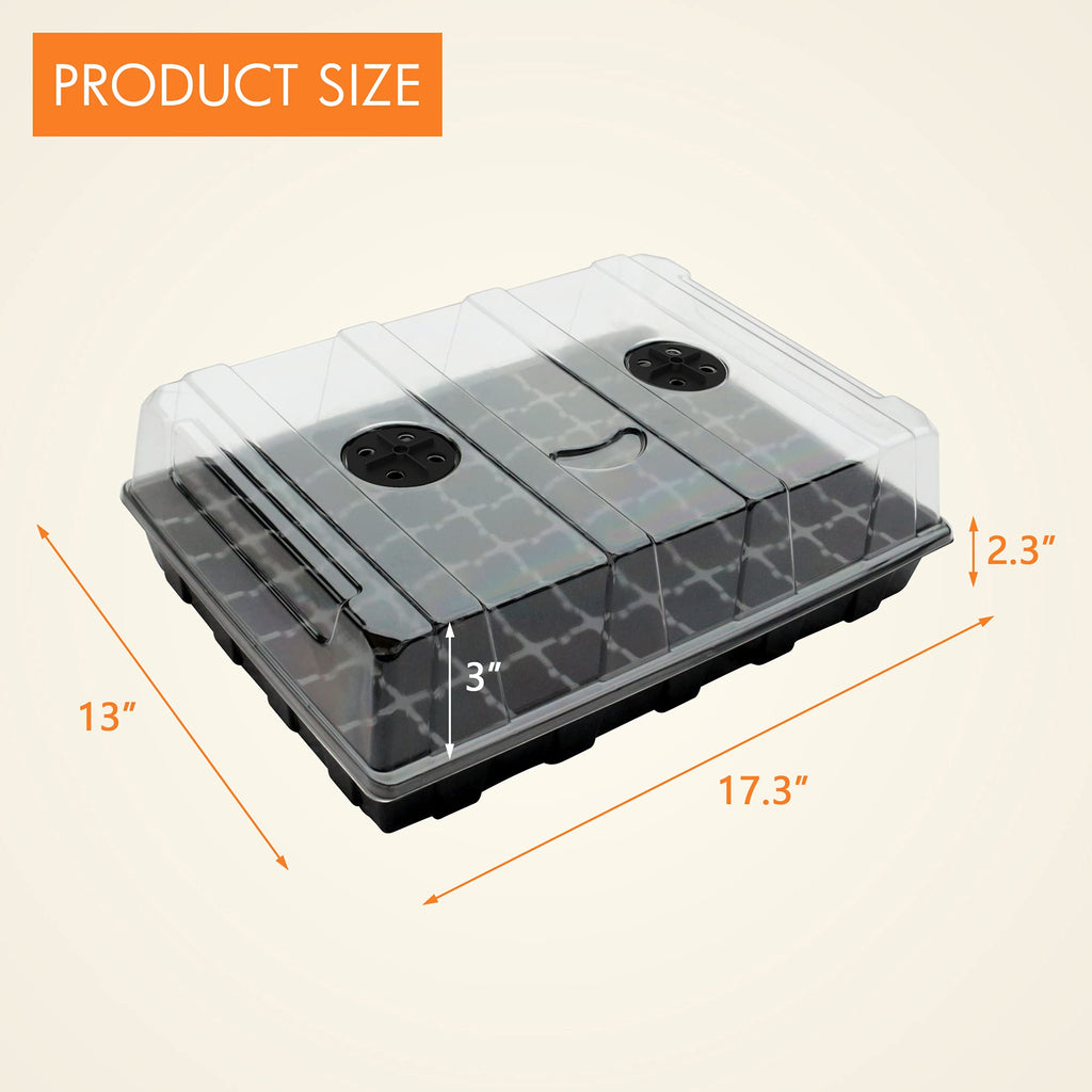 Gardzen 5-Set Seed Starter Tray Kits, Durable Plant Germination Trays with Humidity Vented Domes and Bases, Ideal for Seed Starting, Indoor Gardening, and Greenhouse (Total 200 Cells) | Durable Plant Germination Kit with Humidity Control Domes for Indoor