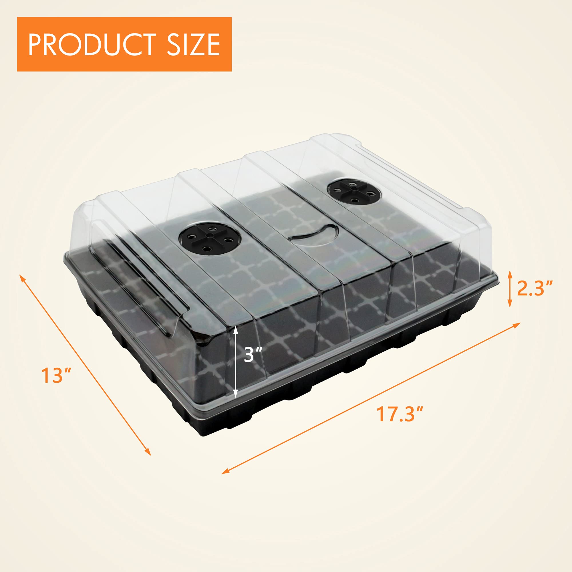 Gardzen 5-Set Seed Starter Tray Kits, Durable Plant Germination Trays with Humidity Vented Domes and Bases, Ideal for Seed Starting, Indoor Gardening, and Greenhouse (Total 200 Cells) | Durable Plant Germination Kit with Humidity Control Domes for Indoor