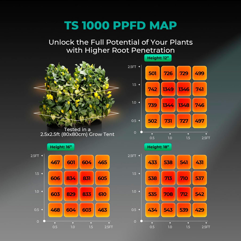MARS HYDRO 150W TS1000 LED Grow Light for Indoor Plants Full Spectrum | Patented Reflective Hood, Dimmable & Silent Fanless, Daisy-Chain Link, Uniform Light for 2x2/3x3 Grow Tent, Veg to Bloom