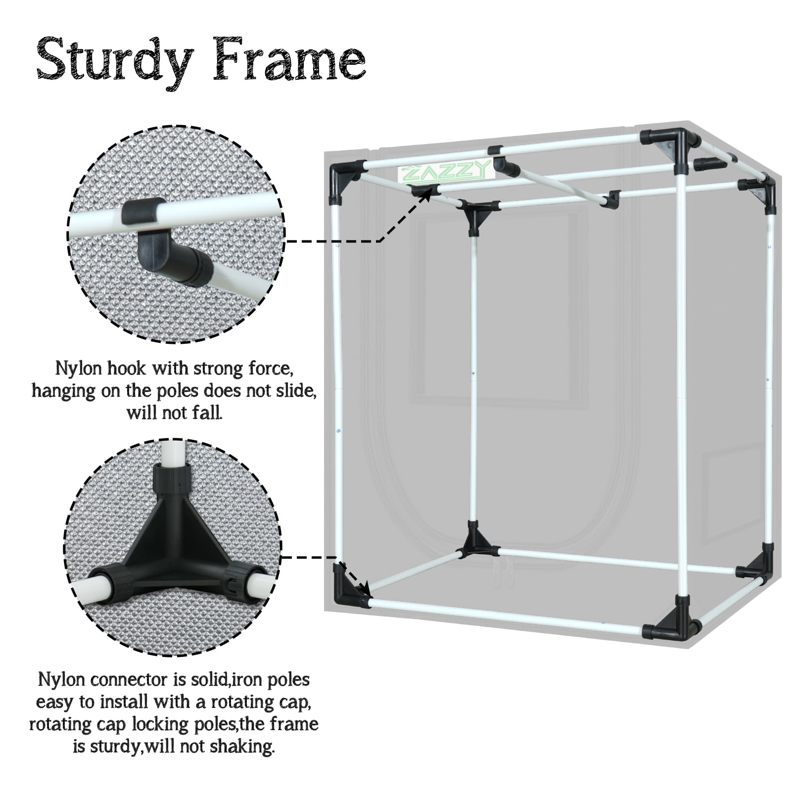 zazzy 3'X3' Grow Tent 32"x32"x63", High Reflective Mylar Growing Tent | Observation Window, Removable Floor Tray and Tool Bag for Planting Indoor Fruit Flower Veg