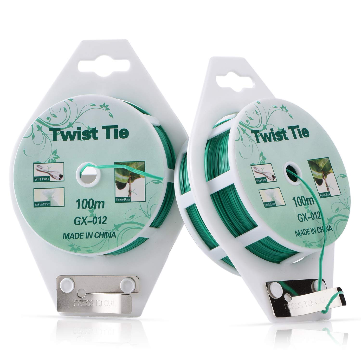 YDSL 328ft (100m) Twist Ties, Green Garden Plant Ties with Cutter for Gardening and Office Organization, Home