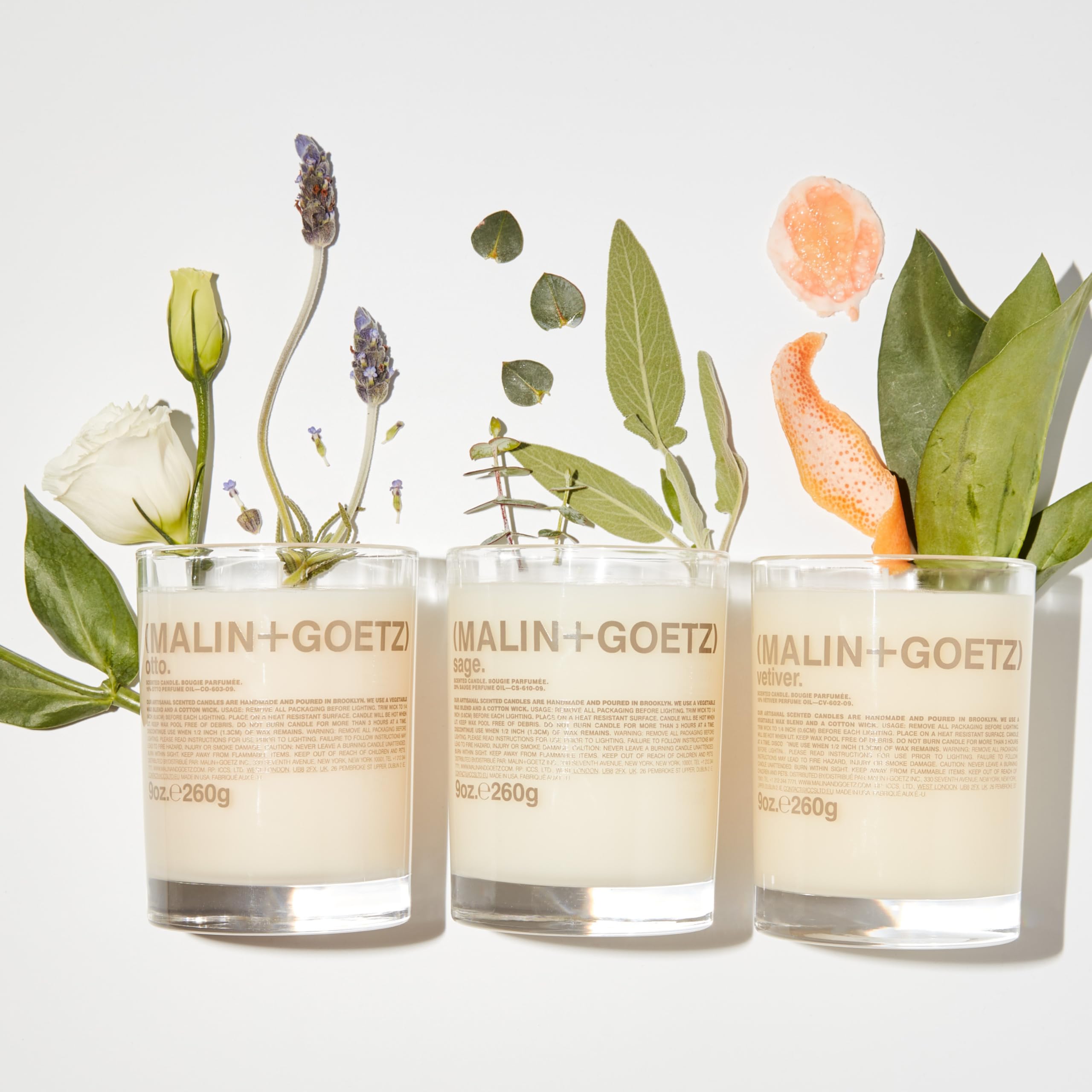 MALIN+GOETZ 9oz Scented Candle | Hand-Poured Soy Wax with Unique Fragrance Blends | Clean-Burning, Vegan & Cruelty-Free | Bergamot, Sage, Otto, Tomato, Strawberry, Cannabis, Dark Rum & Leather