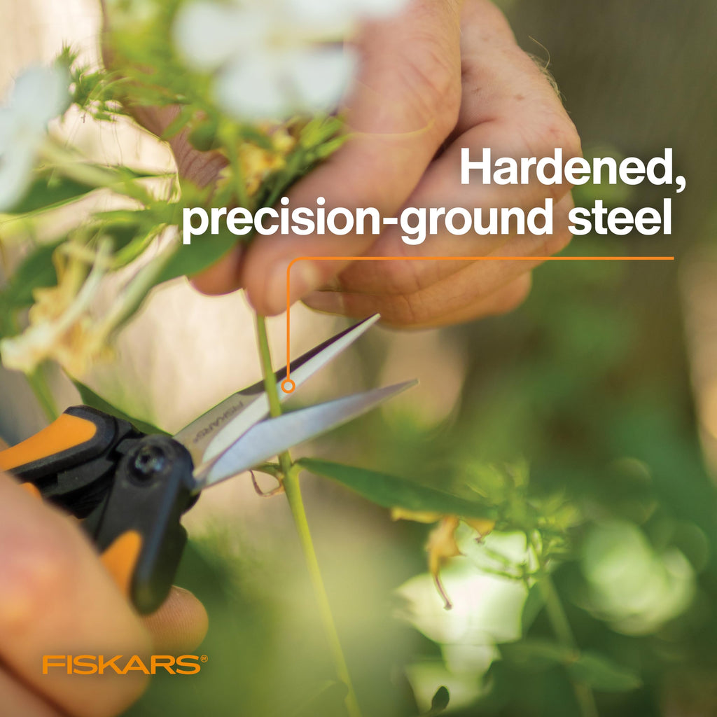 Fiskars 6" Non-Stick Pruning Snips, Resin-Resistant Garden Scissors