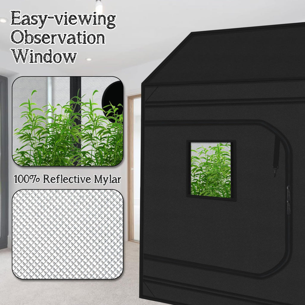 zazzy 3'X3' Grow Tent 32"x32"x63", High Reflective Mylar Growing Tent | Observation Window, Removable Floor Tray and Tool Bag for Planting Indoor Fruit Flower Veg