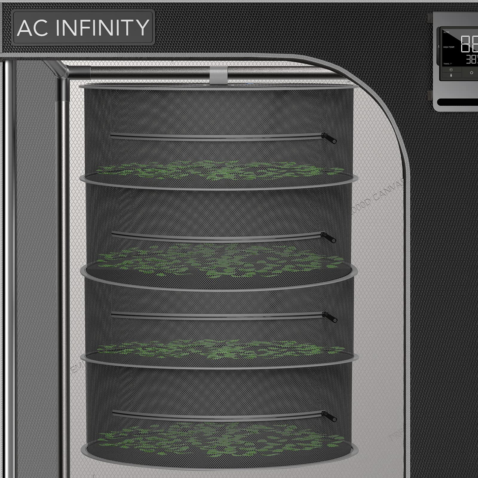 AC Infinity Herb Drying Rack, 6-Layer Hanging Mesh Net | and Buds, 24" Diameter Fit in Grow Tents Closets Hydroponics