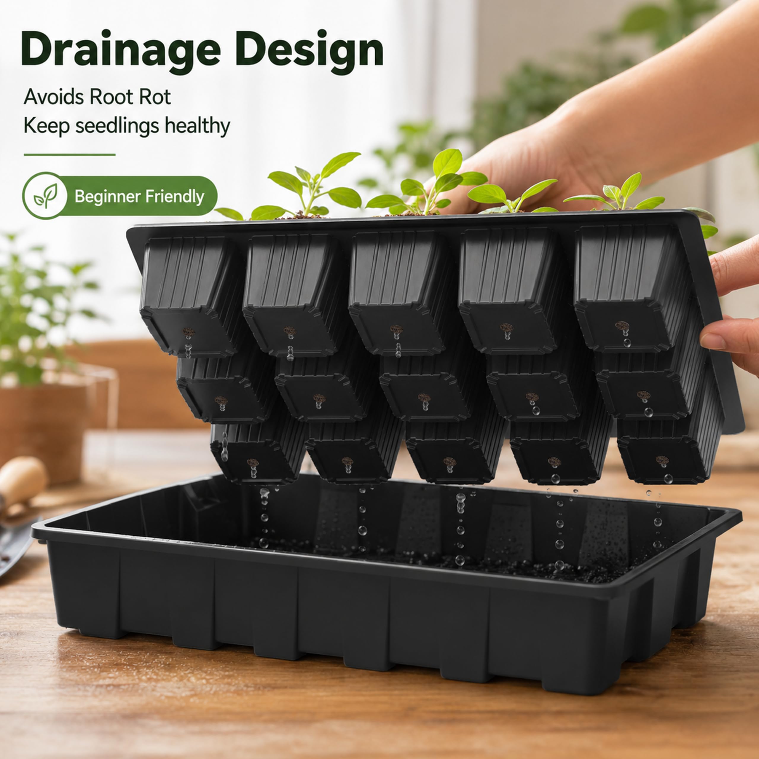 Gardzen 5-Set Seed Starter Tray Kits, Durable Plant Germination Trays with Humidity Vented Domes and Bases, Ideal for Seed Starting, Indoor Gardening, and Greenhouse (Total 200 Cells) | Durable Plant Germination Kit with Humidity Control Domes for Indoor