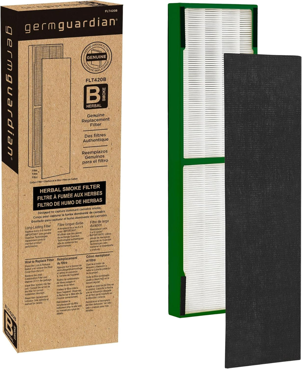 GermGuardian Cannabis Smoke Filter B for Air Purifiers - Air Purifier Replacement Filter - Designed to Capture Scents - Ideal for Home, Kitchen, and Large Bedroom Spaces - FLT420B