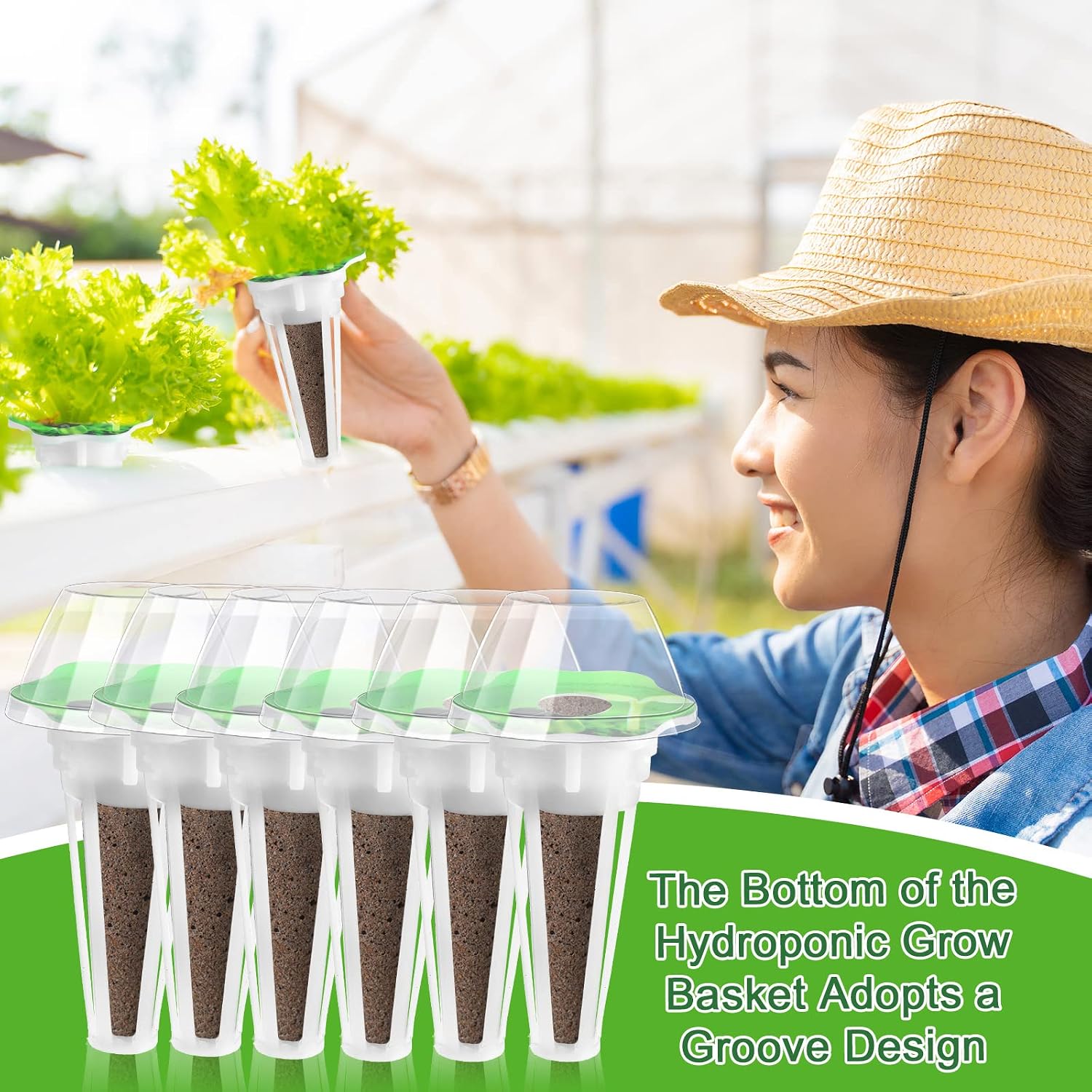 Potchen 400 Pcs Hydroponic Growing Kit - Reusable Plant Grow Sponges, Baskets, Lids & Labels - Indoor Use - Modern Style - Hole Design - Flower Theme - Polished Finish