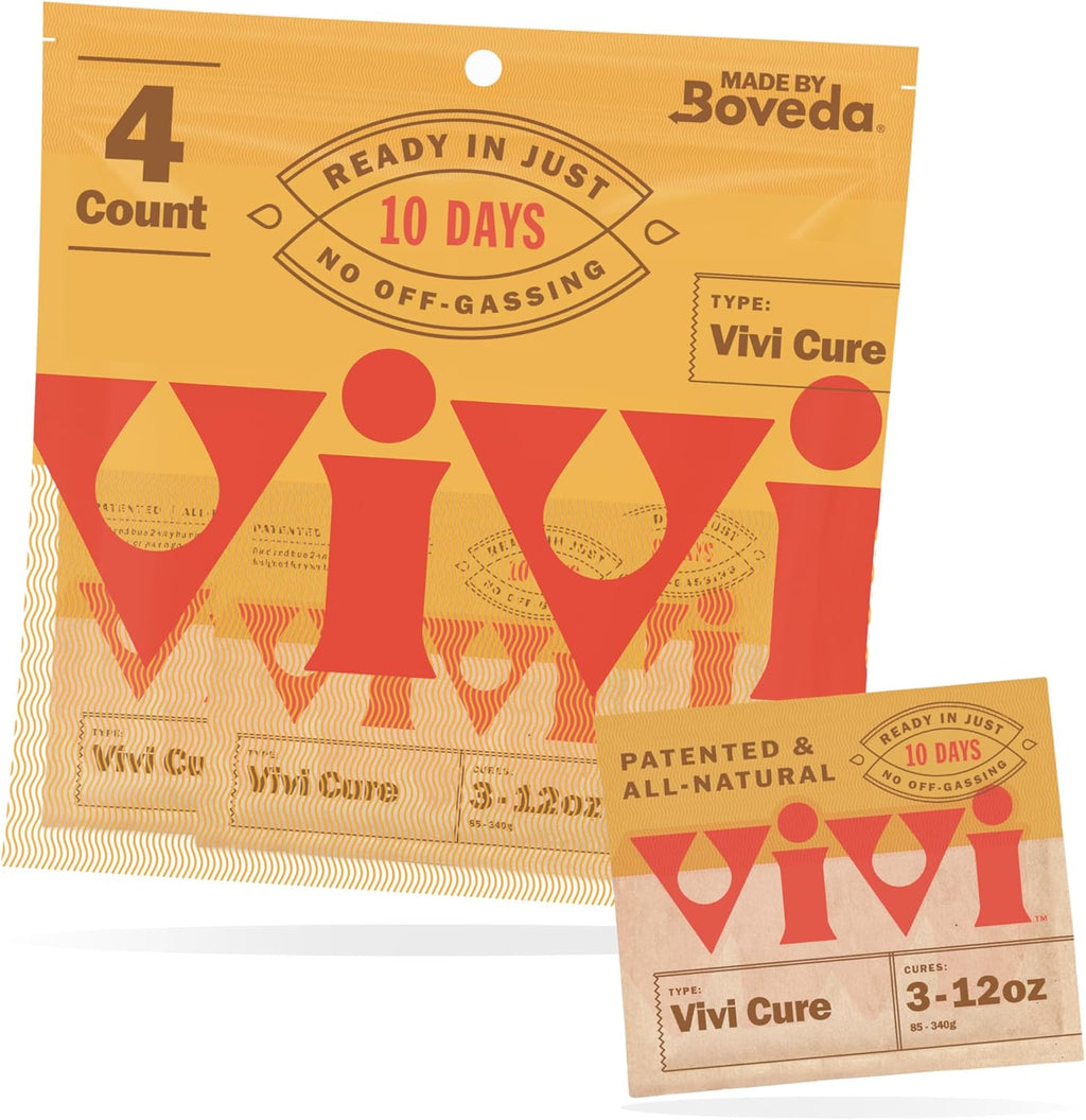 Vivi 10-Day Refining Process Humidity Control Packs | Balance Moisture for 3 to 12 oz in Any Airtight Storage Container, 4-Pack with Resealable Bag, Powered by Boveda