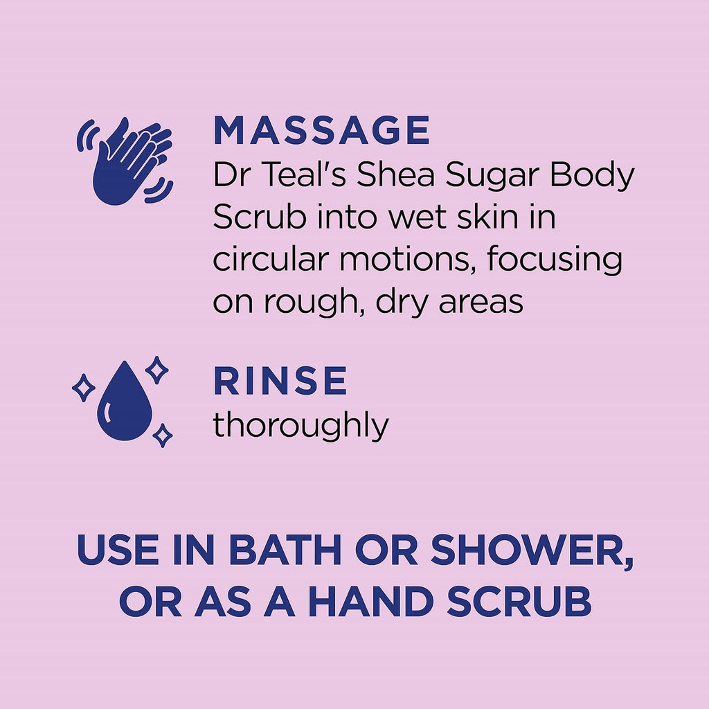 Dr Teal's Shea Sugar Body Scrub, Cannabis Sativa Hemp Seed Oil with Essential Oils, 19 oz (Pack of 3)