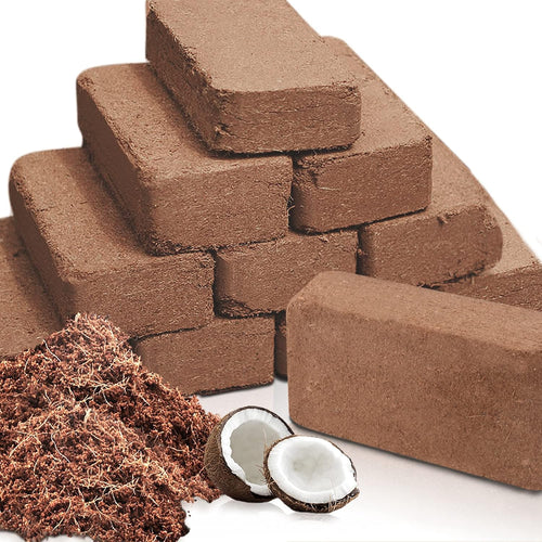 9-Pack Premium Organic Coco Coir Bricks for Plants - Low EC & pH Balance - 100% Natural Peat Moss Mix with Coconut Husk Fiber - Perfect for Gardening, Potting Soil Substrate - 12.6 lbs