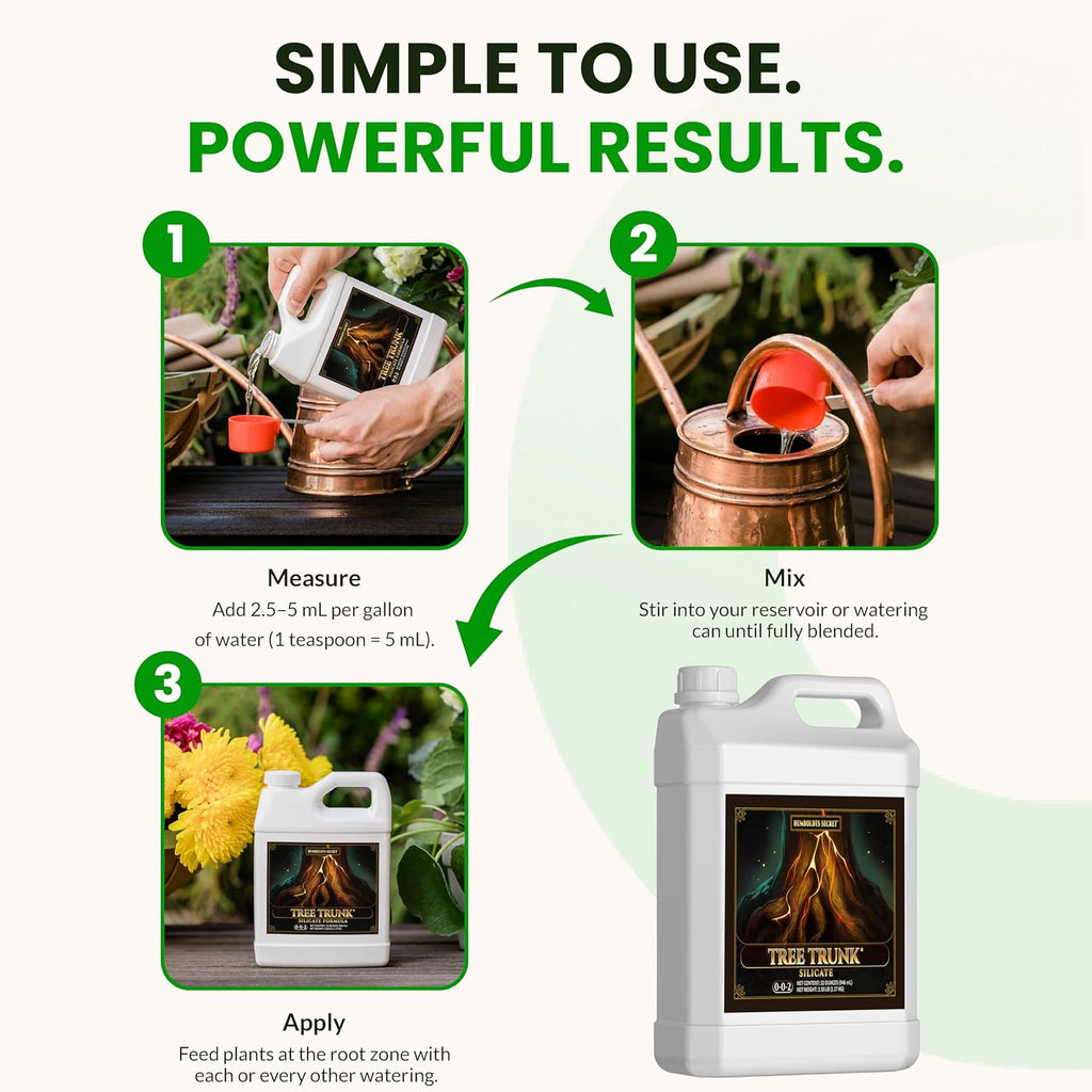 Humboldts Secret Tree Trunk | Potassium Silicate Additive | Liquid Fertilizer for Thicker Stalks, Stress Resistance & Branch Development | Indoor & Outdoor Plant Food, Hydroponic Nutrients, 32 Ounce