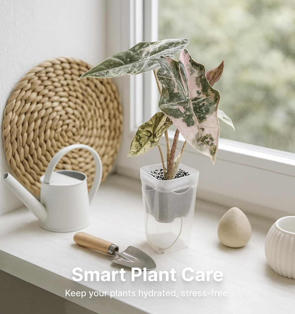 Paquete de 12 macetas pequeñas de autorriego transparente de 2 pulgadas con cúpula de humedad para plantas de interior, tazas de inicio de semillas, kit de aclimatación de cultivo de