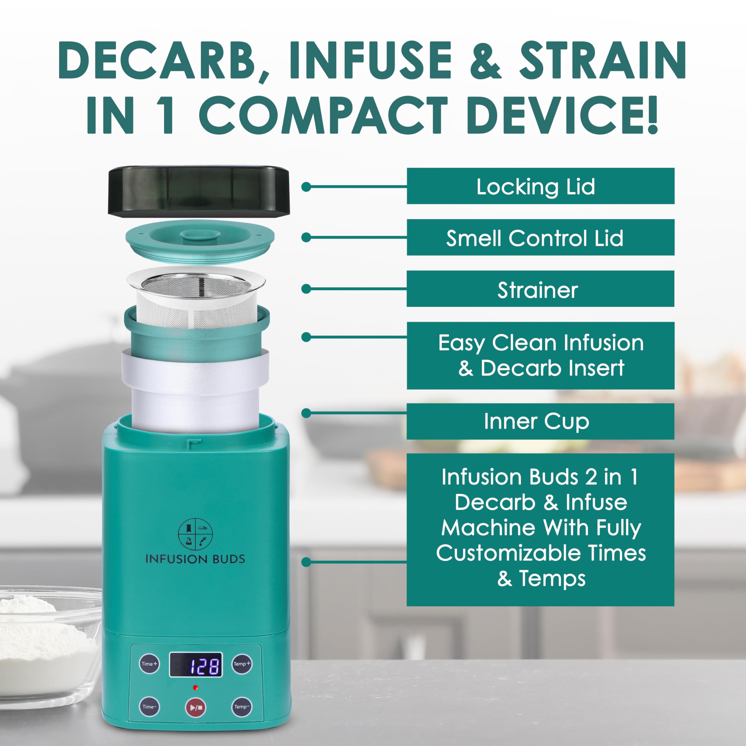 2-in-1 Herb Decarboxylator and Infuser, Oil Infuser & Butter Maker Machine | Magically Decarb Herbs, Infuse Butter Oil and Tinctures, - Complete Kit with Recipe Book & All Accessories, 3 Cups Capacity