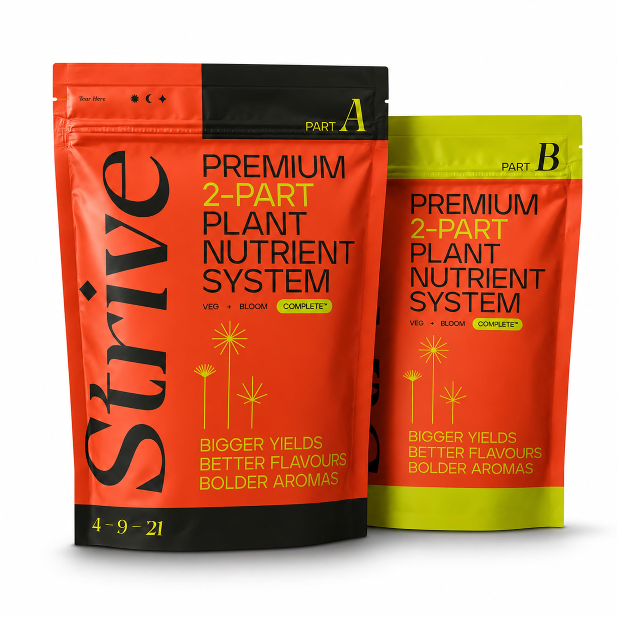 Strive Fertilizer Starter Kit Combo - Veg + Bloom General Hydroponic Nutrients - Indoor, Outdoor and Soil Growing Plant Food - Booster for Vegetables, Succulents, Flowers (Trial Combo 300 Grams)