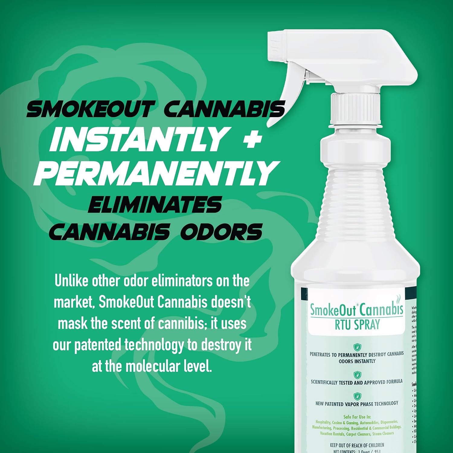 SmokeOut - Commercial Strength Cannabis Odor Eliminator - Neutralizer, Deodorizer, Odor Remover (32 ounce)