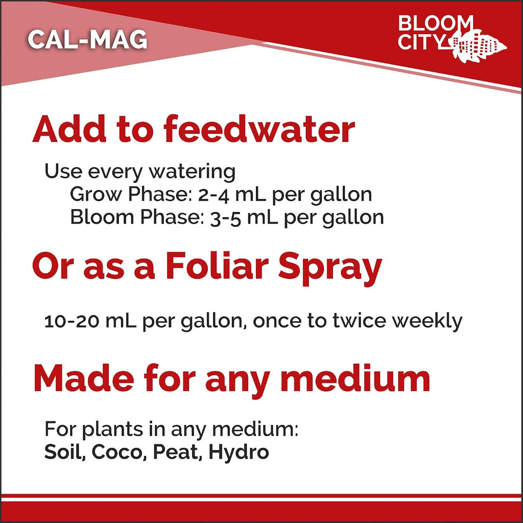 Bloom City Professional Grade Ultra Pure Cal-Mag Fertilizer, (32 oz) | Helps Reduce Blossom End Rot, Corrects Deficiencies, Boost Calcium Uptake, Made for Hydro & Soil, Supports Tomatoes & Peppers