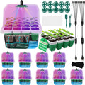 10-Pack Self Watering Seed Starter Tray with Grow Light 120Cell | Smart Timer, Humidity Dome, Ideal For Indoor Plant Germination, Seedling Growing, and Seed Starting Kit