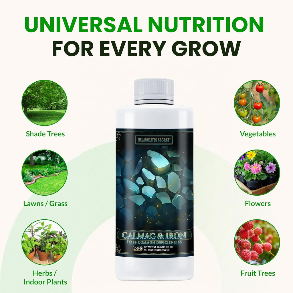 Humboldts Secret CalMag & Iron | Calcium, Magnesium & Chelated Iron Nutrient Fertilizer | Hydroponic Supplies for Vegetative & Flowering Growth in Soil, Coco, Hydroponics or RO Water | 8 Ounce